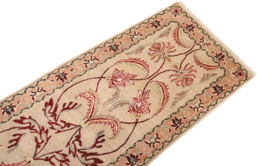 Surface texture of 2000s Kashmar rug with natural Wool and intricate pattern