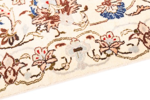Backside of handmade 2005s Kashmar rug showing knot structure and weave density