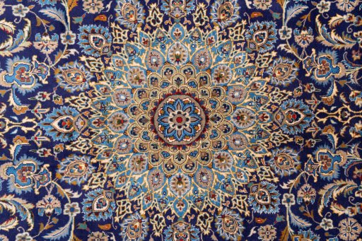 Corner detail of 2003s Kashmar rug showing border pattern and Wool pile