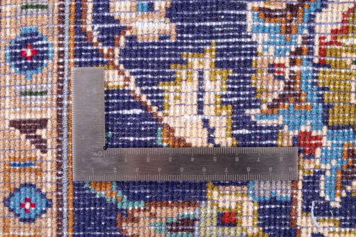 Surface texture of 2003s Kashmar rug with natural Wool and intricate pattern