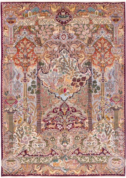 Full view of 2005s Kashmar rug from Iran / Persia, 360 × 255 cm in Multi Color tones