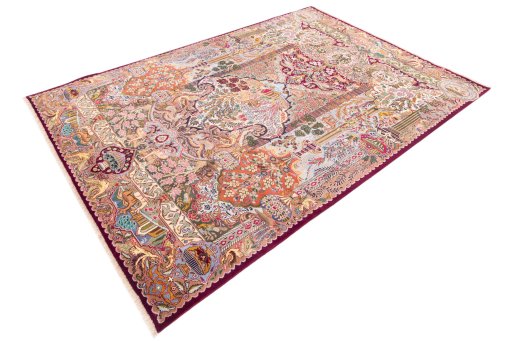 Corner detail of 2005s Kashmar rug showing border pattern and Wool pile