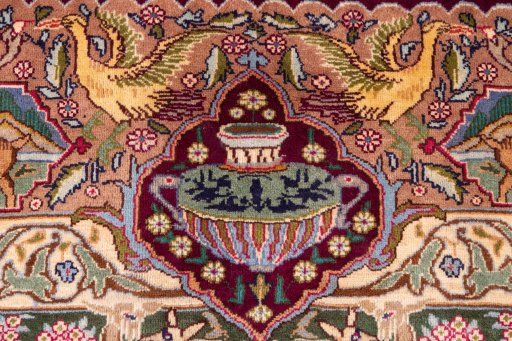 Full view of 2005s Kashmar rug from Iran / Persia, 360 × 255 cm in Multi Color tones