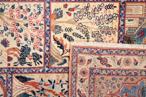 Full view of 1980s Kashmar rug from Iran / Persia, 333 × 243 cm in Multi Color tones