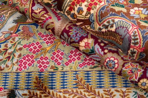 Central medallion detail of 1960s Kashmar rug from Iran / Persia