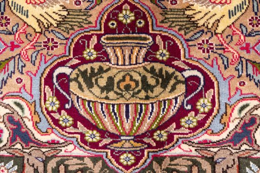 Full view of 1965s Kashmar rug from Iran / Persia, 333 × 251 cm in Multi Color tones