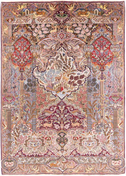 Full view of 1960s Kashmar rug from Iran / Persia, 343 × 244 cm in Multi Color tones