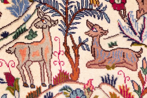 Full view of 1975s Kashmar rug from Iran / Persia, 200 × 113 cm in Multi Color tones