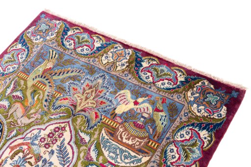 Surface texture of 2006s Kashmar rug with natural Wool and intricate pattern