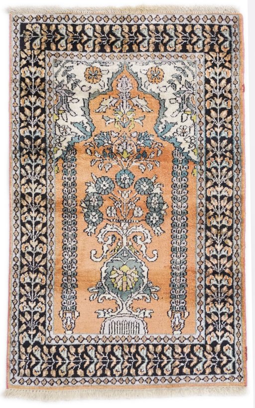 Full view of New Kashmar rug from India, 98 × 62 cm in Terracotta tones