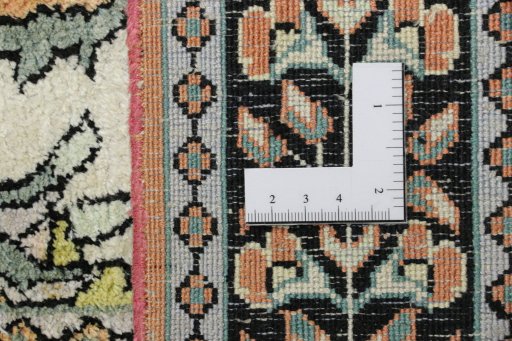 Close-up detail of New Kashmar rug from India showing Silk weave