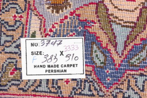 Close-up detail of 2018s Kashmar rug from Iran / Persia showing Wool weave
