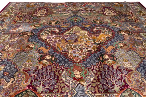 Full view of 2018s Kashmar rug from Iran / Persia, 385 × 310 cm in Multi Color tones