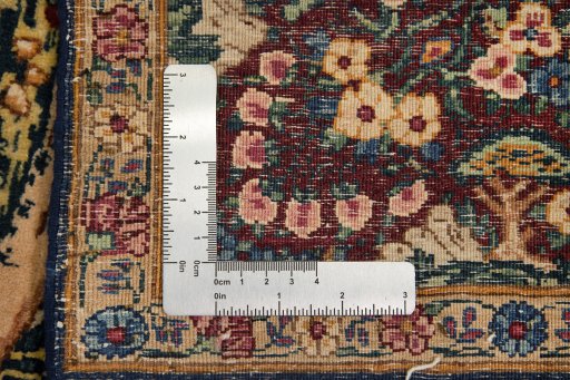 Full view of 1960s Kerman rug from Iran / Persia, 217 × 141 cm in Multi Color tones