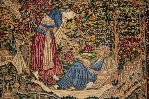 Central medallion detail of 1960s Kerman rug from Iran / Persia