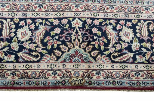 Full view of 2000s Kerman rug from Iran / Persia, 410 × 296 cm in Red tones