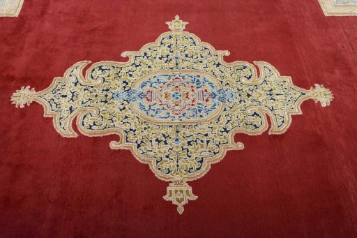 Central medallion detail of 2000s Kerman rug from Iran / Persia