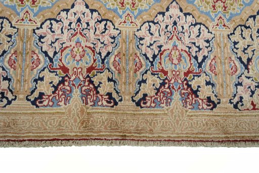 Full view of 2000s Kerman rug from Iran / Persia, 417 × 308 cm in Red tones