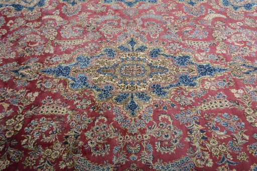 Central medallion detail of 1930s Kerman rug from Iran / Persia