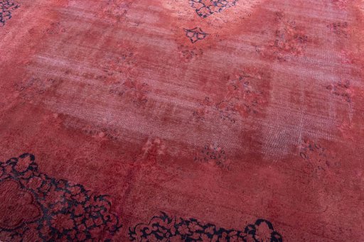 Close-up detail of 1970s Kerman rug from Iran / Persia showing Wool weave