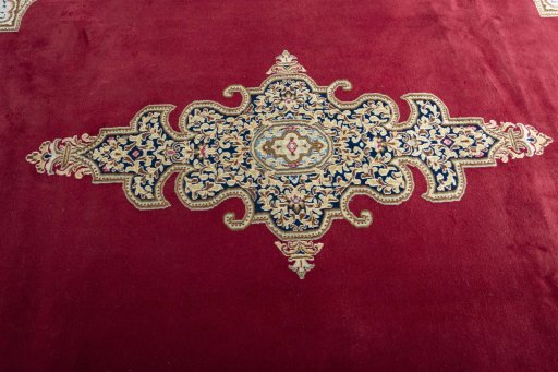 Central medallion detail of 2000s Kerman rug from Iran / Persia
