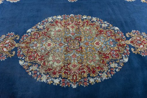 Central medallion detail of 1970s Kerman rug from Iran / Persia
