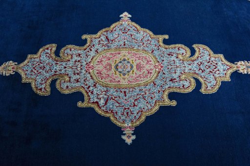 Central medallion detail of 1970s Kerman rug from Iran / Persia
