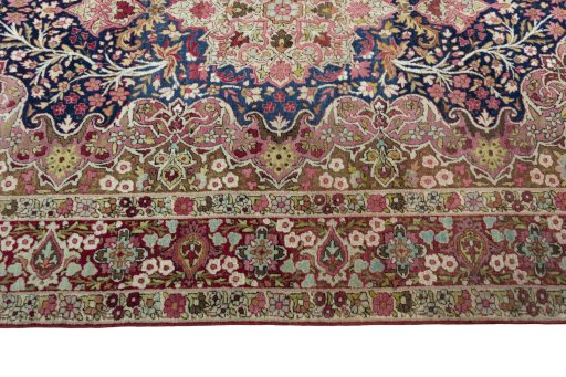 Full view of 1930s Kerman rug from Iran / Persia, 212 × 133 cm in Multi Color tones