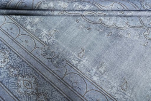 Close-up detail of 1970s Kerman rug from Iran / Persia showing Wool weave