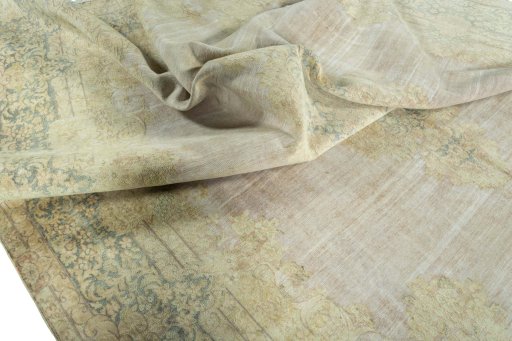 Surface texture of 1970s Kerman rug with natural Wool and intricate pattern