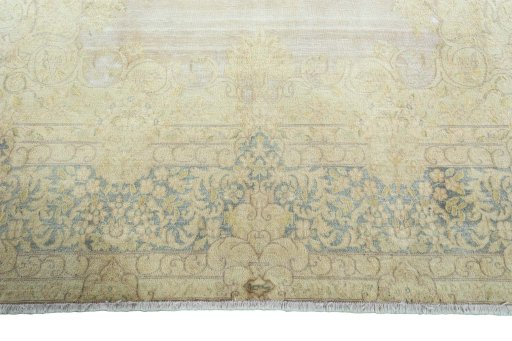 Full view of 1970s Kerman rug from Iran / Persia, 405 × 300 cm in Red tones