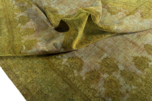 Surface texture of 1970s Kerman rug with natural Wool and intricate pattern