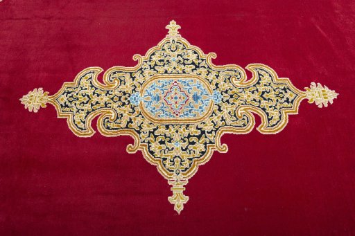 Central medallion detail of 1970s Kerman rug from Iran / Persia