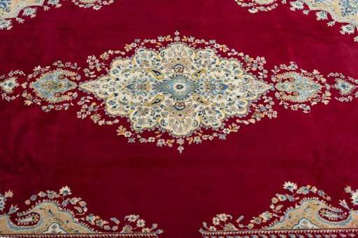 Central medallion detail of 2000s Kerman rug from Iran / Persia