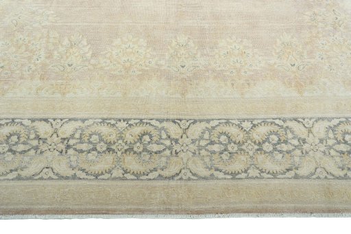 Full view of 1950s Kerman rug from Iran / Persia, 403 × 300 cm in Multi Color tones
