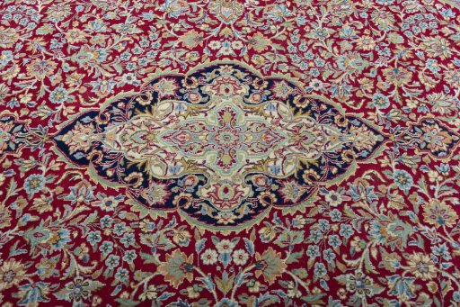 Central medallion detail of 2000s Kerman rug from Iran / Persia