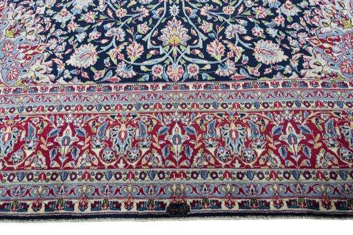 Full view of 2000s Kerman rug from Iran / Persia, 430 × 300 cm in Blue tones
