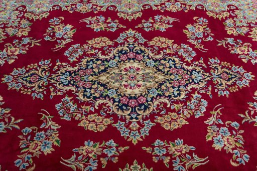 Central medallion detail of 2000s Kerman rug from Iran / Persia
