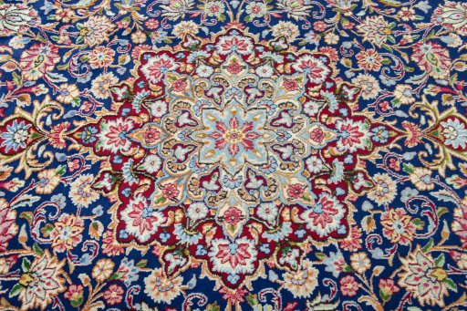 Central medallion detail of 2000s Kerman rug from Iran / Persia