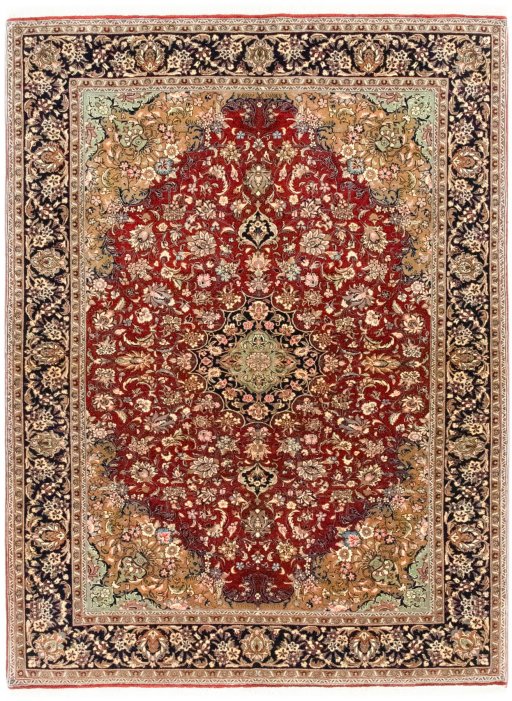 Full view of New Kerman rug from Iran / Persia, 205 × 153 cm in Red tones