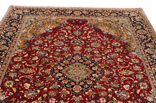 Full view of New Kerman rug from Iran / Persia, 205 × 153 cm in Red tones