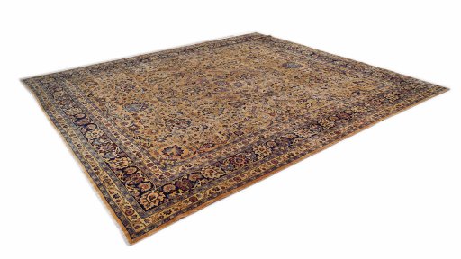 Corner detail of 1960s Khorasan rug showing border pattern and Wool pile