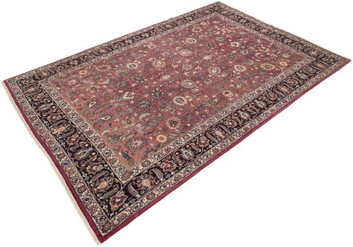 Close-up detail of 1960s Mashad rug from Iran / Persia showing Wool weave