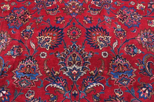 Central medallion detail of 1950s Mashad rug from Iran / Persia