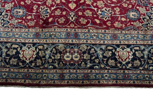 Full view of 2000s Mashad rug from Iran / Persia, 382 × 296 cm in Red tones