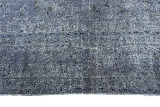 Full view of 1950s Mashad rug from Iran / Persia, 374 × 290 cm in Gray tones