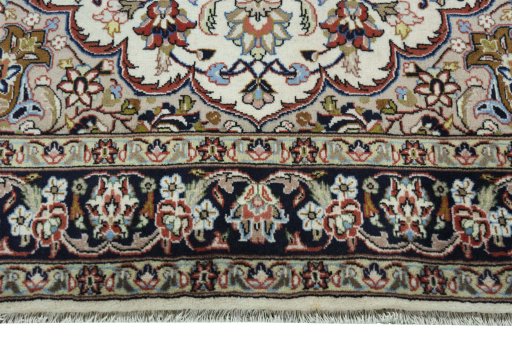 Full view of 2000s Mashad rug from Iran / Persia, 207 × 140 cm in Beige tones