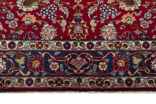 Full view of 2000s Mashad rug from Iran / Persia, 213 × 139 cm in Red tones