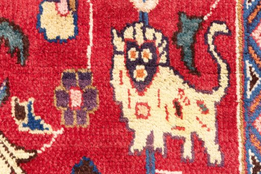 Surface texture of 1990s Mashad rug with natural Wool and intricate pattern