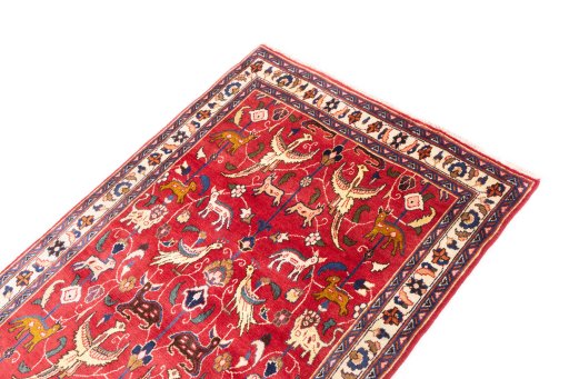 Surface texture of 1990s Mashad rug with natural Wool and intricate pattern
